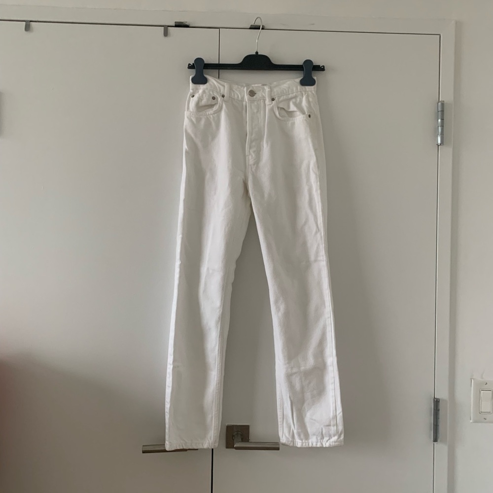 Reformation White Straight Leg Jeans